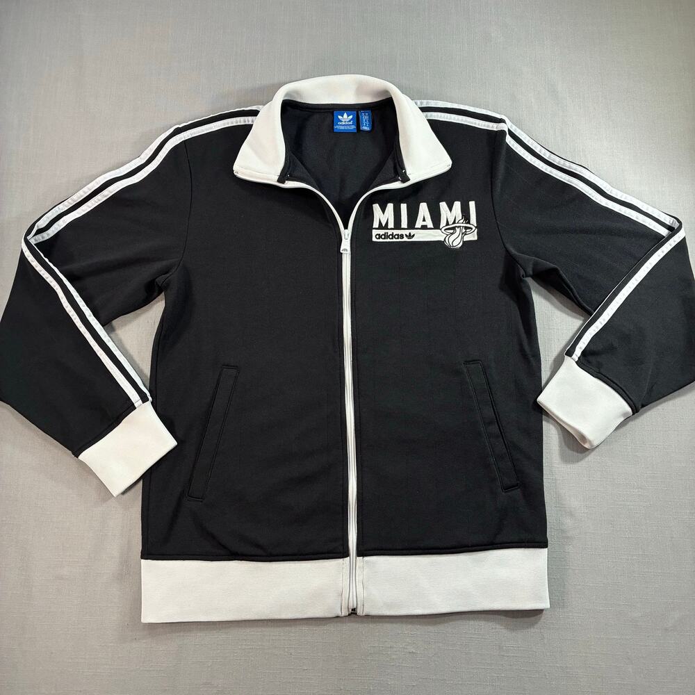 Adidas Originals Miami Heat Track Jacket Men's Medium Black Trefoil Full Zip